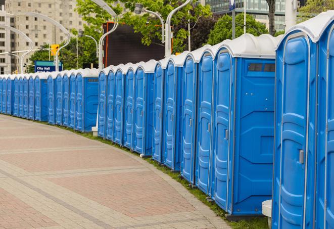 Seasonal porta potty units set up at a Monticello, Arkansas venue